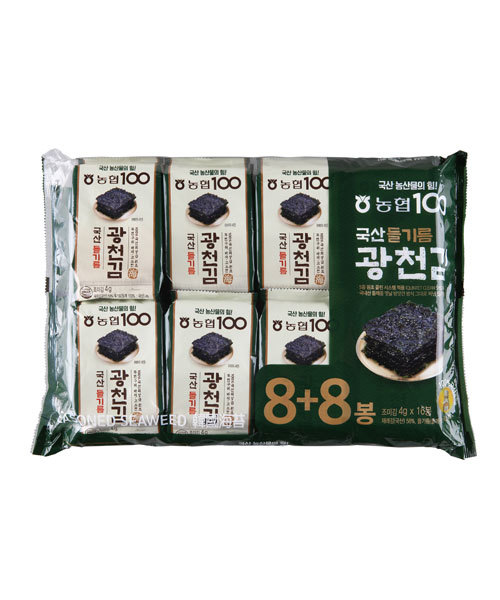 농협100 국산들기름 광천김 1봉(16개입)