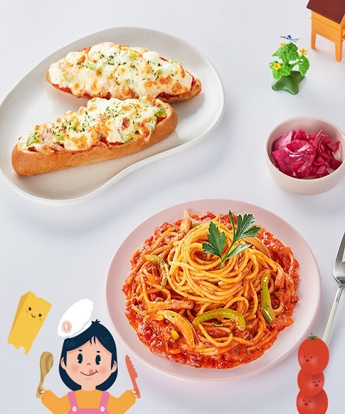 [키즈쿡] 바게트 피자와 토마토 스파게티 밀키트(2인)