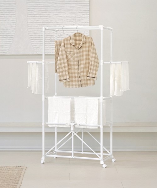 올핏 드라이 이동접이식 프리미엄 대형 빨래건조대_화이트