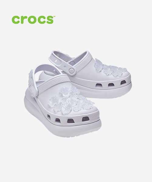 [크록스] 크러쉬 트랜슬루센트 플로럴 클로그 프로스트 그레이프 213121-5BO M3W5