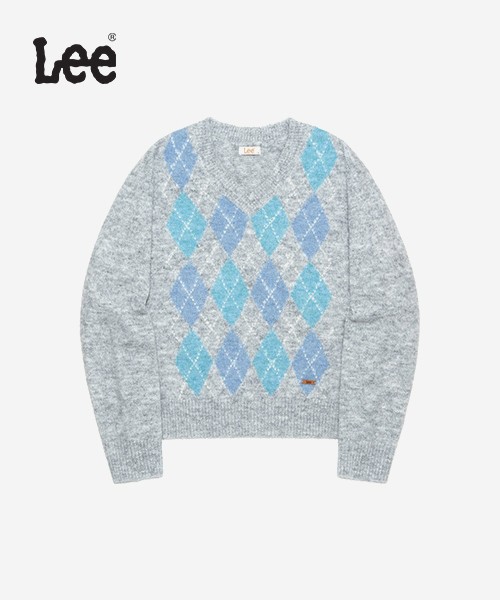 [LEE] 브이넥 아가일 니트 여성 B1 LE2503KT65 GR S