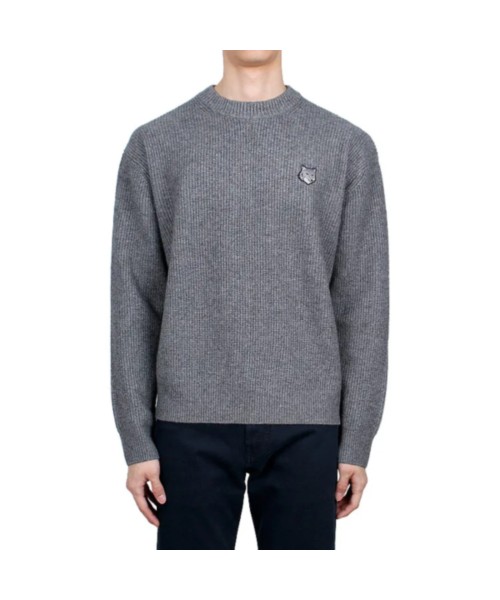 [메종키츠네] 볼드 폭스헤드 남성 니트_그레이 S