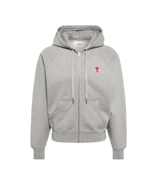 [병행수입][아미] 스몰로고 코튼 후드 집업 그레이 S