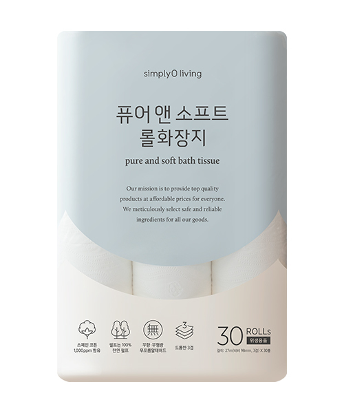 [심플리오] 퓨어 앤 소프트 롤화장지 30롤
