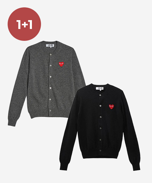 [1+1] 꼼데가르송 레드와펜 라운드넥 가디건 블랙 XS + 블랙 XS