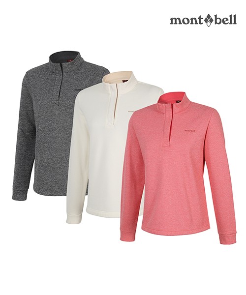 [몽벨] 여성 반집업 약기모 모크넥 긴팔티_MW3GAWZL20_아이보리 90