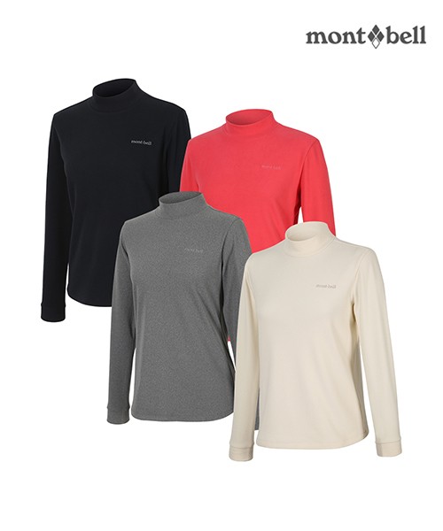 [몽벨] 여성 웜소프트 기모 모크넥 긴팔티_MW3HAWRL20_라이트그레이 90