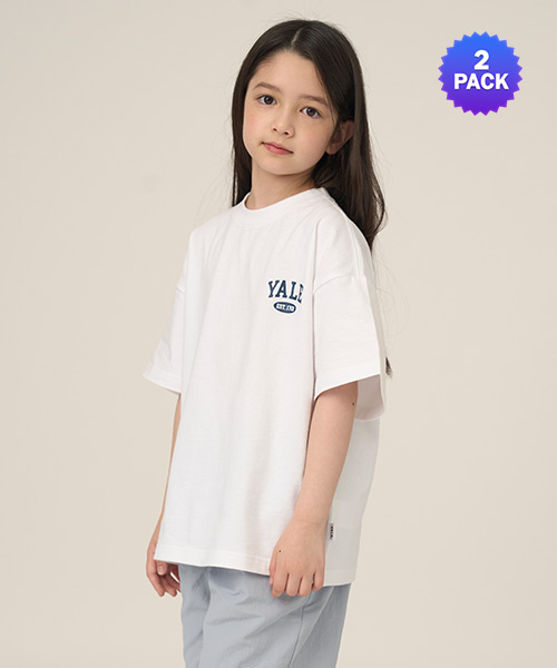 [예일키즈] 베이직 반팔 티셔츠 2PACK A5M024_화이트+화이트 120